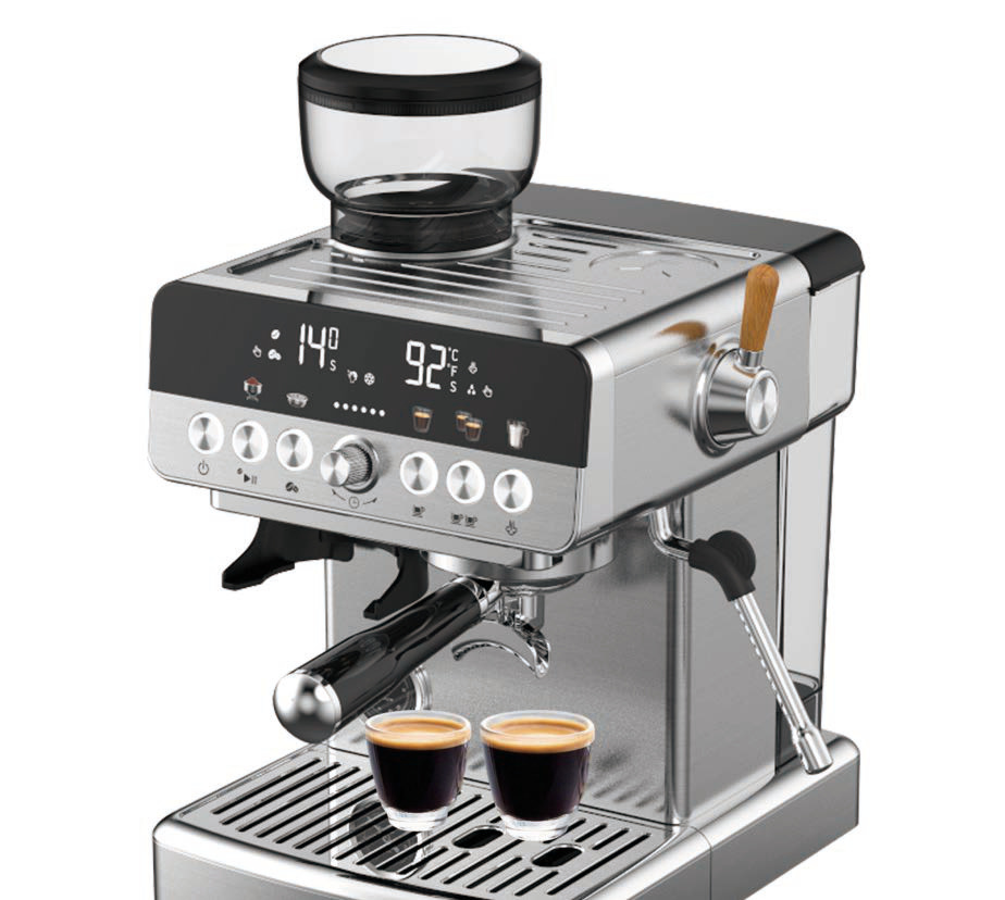 Rebornwell espresso machine with integrated grinder